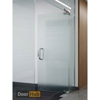 Sandblasted Tempered Glass Pivot Door 10mm UAE for Clinic Privacy